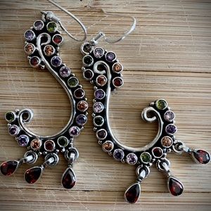 Semi precious stones Silver earrings